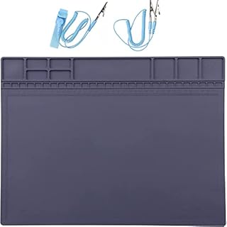 HPFIX Anti-Static Mat ESD Grounding Pad for Computer, Laptop, Cellphone, iPad Electronics Repair, ESD Silicone Soldering Mat Heat Resistant 932°F with ESD Wrist Strap and Grounding Cord