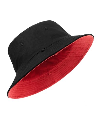 Image of XXL Oversize Bucket Hat Reversible, XL L M S Fisherman Sun Cap With Chin Strap, Travel Beach Outdoor Hat For Men Women