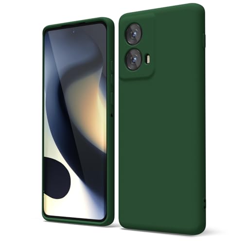 oakxco for Motorola Moto Edge 2024 Phone Case Liquid Silicone, Thin Slim Soft Rubber Gel TPU Plain Protective Simple Cover for Women Girl Cute, Matte Solid Color Aesthetic, Dark Green