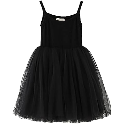 JNKLWPJS Baby Girls Tutu Dress Sleeveless Infant Toddler Princess Party Tulle Sundress Black 104CM Cover