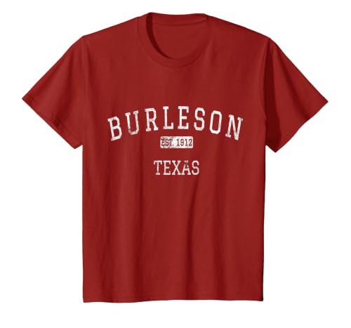 Burleson Texas TX Vintage T-Shirt, Youth, Cranberry Red, 3T