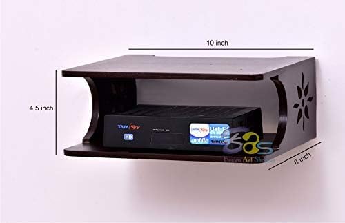 Image of Set Top Box Stand Wall Shelf & WiFi Modem Display Rack for Living Room (Z Black)
