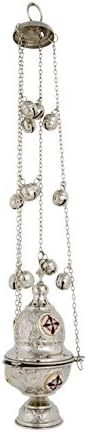 Miniatura 2 de Niquelado Iglesia Cristiana Incienso Thurible Quemador Incensario (377 N)