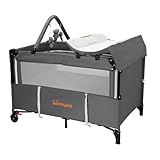 MTWML Portable Baby Bassinet,3 in1 Bedside Crib and Baby Playard & Changing Table with Wheel,1-Second Setup Foldable Playpen with Travel Bag Mosquito Net for Newborn Toddler (DeepGrey)