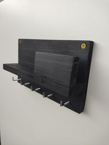 Porta Chaves Preto Parede Suporte Chaveiro Madeira Pinus (Madeira Preta)