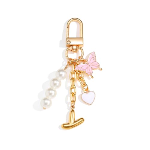 Bubble Initial Keychain Heart Butterfly Bag Charm Key Chain Accessories