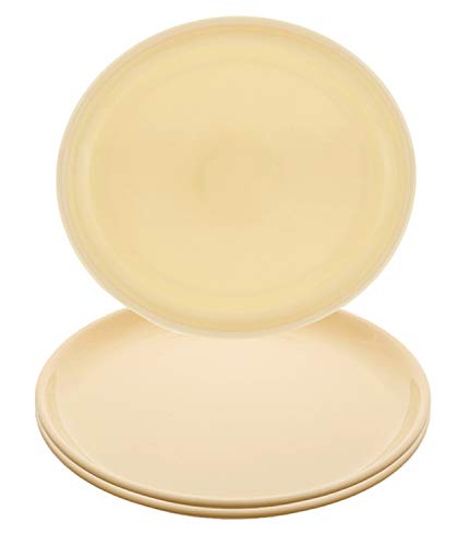 Image of Kuber Industries 3 Pieces Unbreakable Round Plastic Microwave Safe Dinner Plates (Yellow) - CTKTC34612