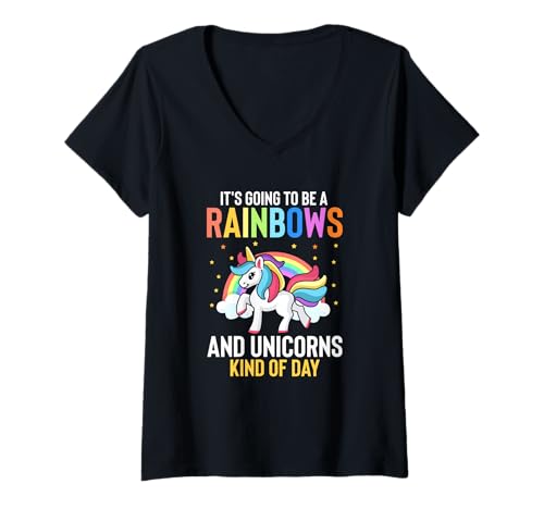 Womens Its Going To Be A Rainbows And Unicorns Kind Of Day V-Neck T-Shirt