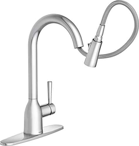 Moen Adler Chrome One-Handle High Arc Kitchen Sink Faucet With Power Clean, Modern Kitchen Faucet With Pull Down Sprayer For Commercial, Rv, Or Bar, 87233 #TOP4