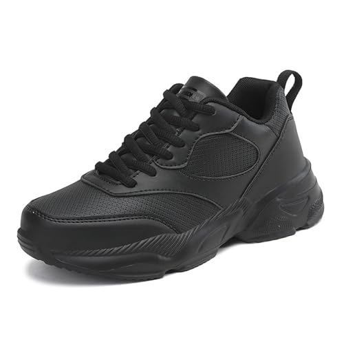 Non Slip Work Shoes for Women, Black Non Slip Sneakers for Women, Comfortable Lightweight Walking Shoes - Main Image