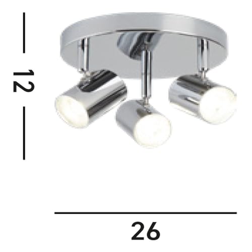 Searchlight Plafoniera Led Rollo, 3 Luci, Cromo - 5