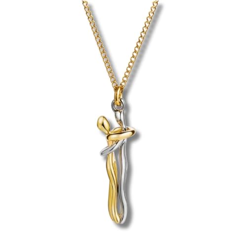 Colar Feminino 'Abraço Eterno' – Pingente de Cobre Dourado 3,2cm, Corrente 40cm – Acompanha Bolsa de Veludo