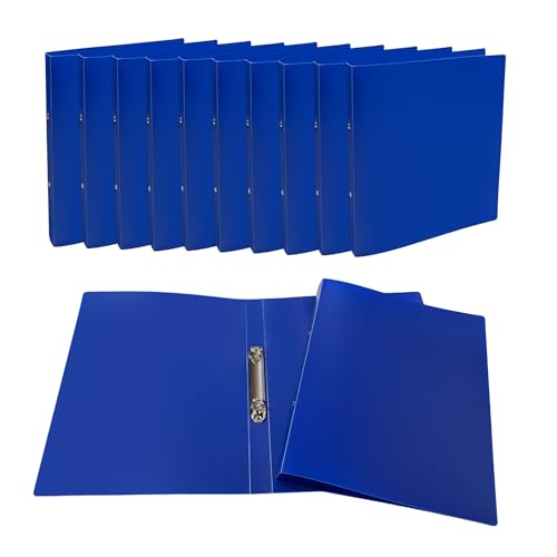 Image of Pack of 12 Janrax A4 Blue PP Ring Binders – 25mm Spine, 2 O-Ring Mechanism, 700 Micron Durable Cover