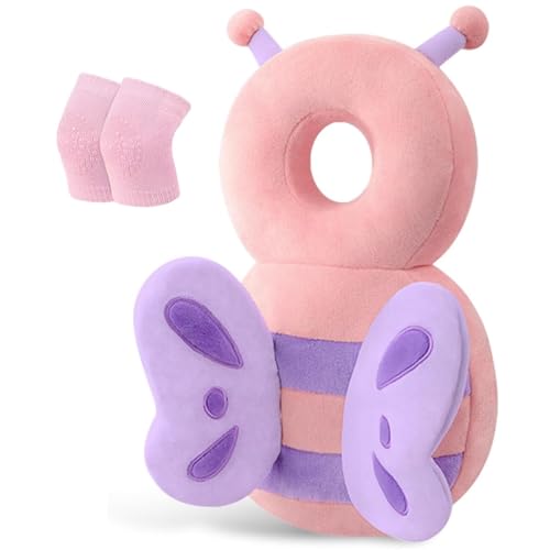 KOMUNJ Mochila de protección para la cabeza del bebé, con rodilleras de bebé, almohadillas de seguridad para aprender a caminar y gatear