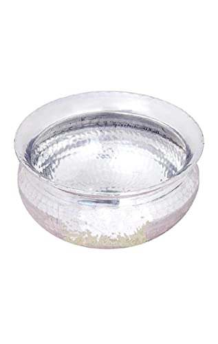 Aluminium Belly Shaped Handi Sipri for Cooking Biryani Rice Pot Degh (2 litres), Silver
