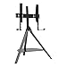 AVF Hoxton TV Floor Stand - With Soundbar Mount Included - Free-standing Tripod TV Unit, Solid Gray Wood Legs, Black Glass Shelf, For TVs 32" to 70"