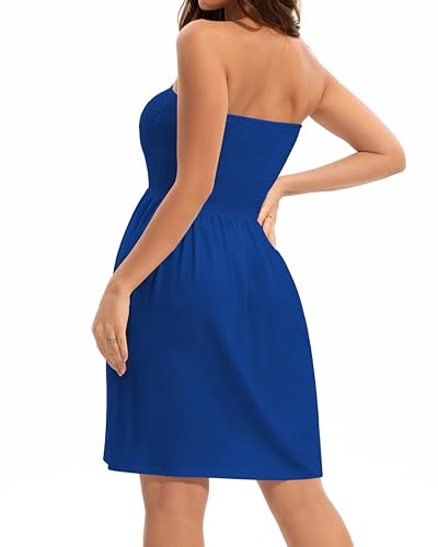 Image of elescat Summer Dresses for Women 2026 Strapless Casual Beach Cover Ups Tube Top Sundress