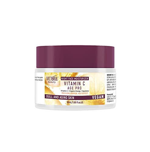 Victoria Beauty Age Pro Night Face Moisturiser with Vitamin C, Squalane, Orange, and Pineapple, 50ml