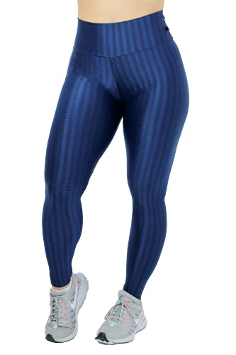 Kit 2 Legging cirre 3D cintura alta brilho poliamida (Azul, bordo GG)
