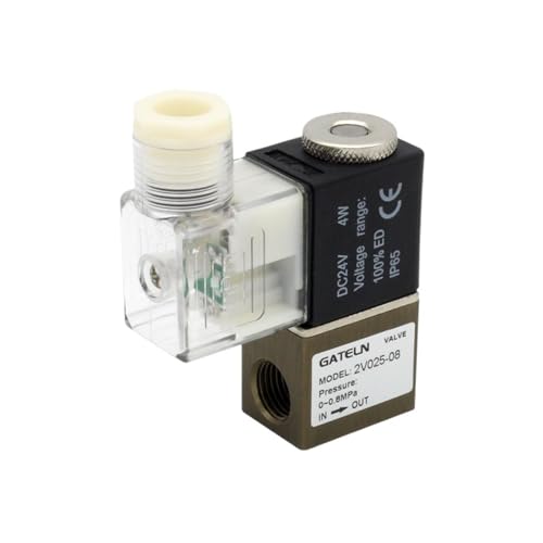 CHULKJFX 2V025-08 Válvula de Control neumática Normalmente Cerrada 12V 24V 220V 1/4' BSPT Válvula solenoide de Aire de 2 vías y 2 Posiciones(with 4mm Fittings-01,2V025-08 NC DC12V)