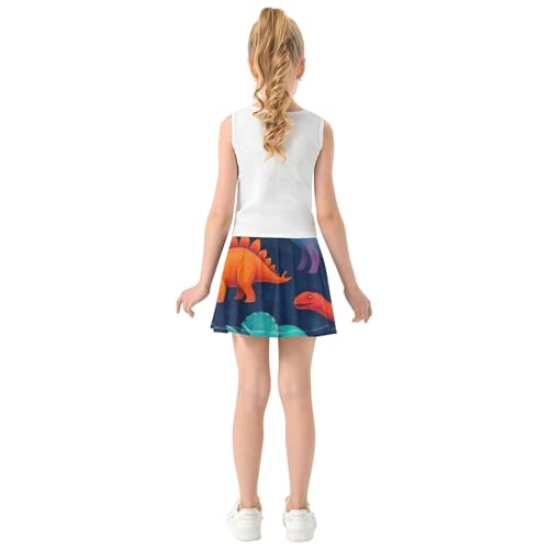Joisal Athletic Shorts Girls Skorts Colorful Dinosaurs Dark Blue Kids Tennis Skirts Summer Teen Skirt 3t4