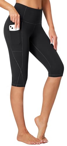 Image of Heathyoga Capri Leggings for Women High Waisted Capri Leggings with Pockets for Women Tummy Control Yoga Pants Women