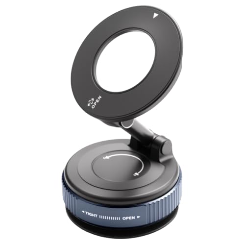 Vacuum Suction Magnetic Phone Holder, Suction Cup Car Phone Mount 360° Adjustable Foldable Car Mount Rotating Vacuum Adsorption for Car Gym Smooth Surface iPhone 16 15 14 13 12 Pro Max (Black)