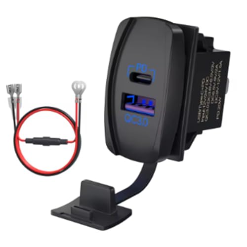 Haprre USB ���b�J�[ �X�C�b�` 12V �h�� USB C & 3.0 �f���A�� �|�[�g �R���Z���g PD �[�d��\�P�b�g �� UTV RZR RV �g���b�N �}�����p