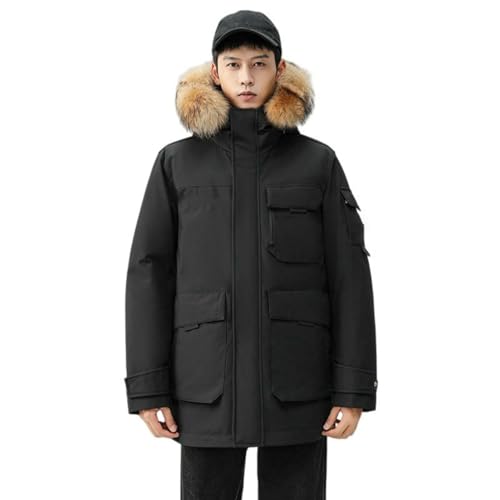Chaqueta de invierno para hombre de longitud media con capucha ajustable