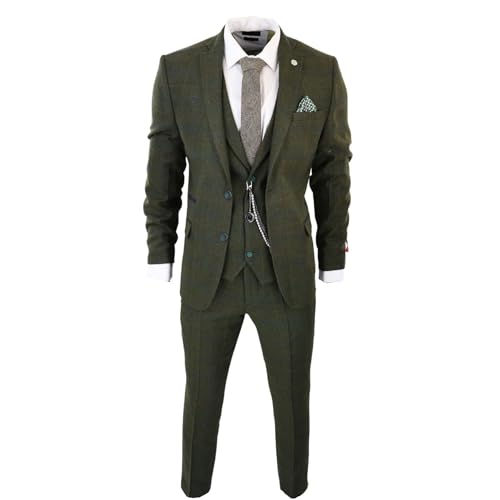 Costume Homme 3 Pièces en Tweed de Laine Mélangée à Carreaux Style Années 20 pour Un Look...