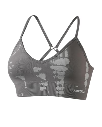 Image of AUROLA Serpent Seamless Sports Bras for Women,Backless Padded Strappy Workout Gym Yoga Crop Tops