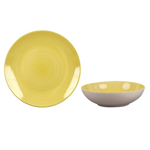 MA MAISON Servizio Piatti Sunflower 12 Pezzi in Ceramica Set Piatti per 6 Persone Idea Regalo - 6 piatti piani, 6 fondi -Tavola e Cucina Colorato per Lavastoviglie