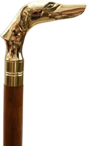 Canne vintage tête de chien laiton le cadeau idéal en bois