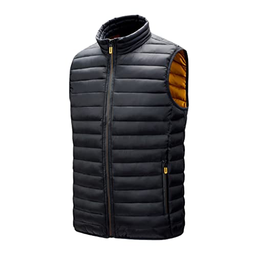 Chaquetas sin mangas para hombre con acolchado térmico ligero de algodón casual negro M