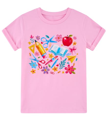 Image of Girls' School Days Short Sleeve Shirts Graphic T-Shirts Size 5-8