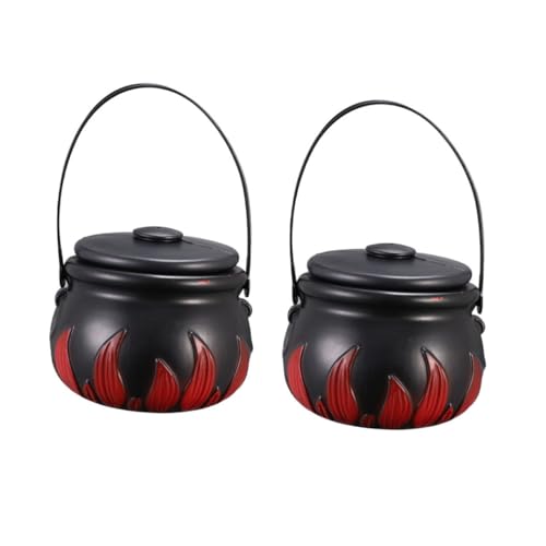 Cabilock Cubo Portátil para Dulces De Halloween 2 Tarros De Almacenamiento Decoración De Bruja Ecológica