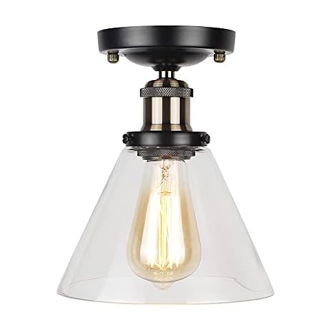 ASCELINA Vintage Industrial Glass Ceiling Light,Retro Glass Pendant Ceiling Light Shades Vintage Glass Pendant Light E27 Glass Lampshade for Ceiling Fitting(Transparent) Cover