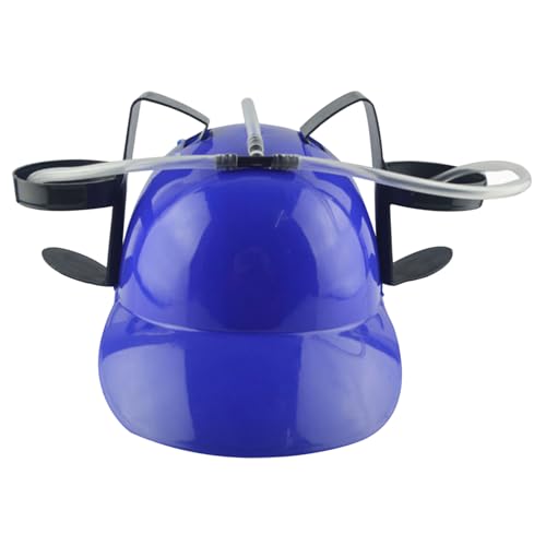 Gorro de Cerveza Gorro para Beber Bebida Divertida Casco de plástico Seguro para Beber con Soporte para Latas y Pajita, Divertido para Cerveza Soda Fiesta Juegos de fútbol Novedad Azul para Fiesta
