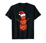 Lustiges Basketball Spieler Geschenk Schneemann Weihnachten T-Shirt