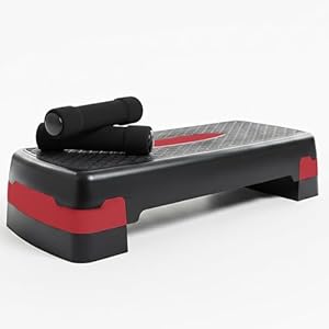 TnP Steppers for Exercise Workout Adjustable Height 10cm 15 cm Sturdy Exercise Step for Gym, Aerobic Steps, Cardio Exercise and Stretching + Foam Dumbbell 0.5Kg x 2 (Black/Red)