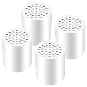 Laicky 20-stappen douchefilter universele vervangende cartridge zuiveraar voor hard water, verwijdert chloor, zware metalen, ijzer, andere sedimenten, waterontharder met hoge output, gezonde huid en haar, pakket van 4