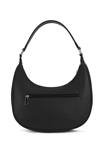 Image of K London Women's Vegan Leather Half Moon Bag | Stylish Black Shoulder Hobo | Compact Baguette Purse for Office, Casual, Party & Travel Use