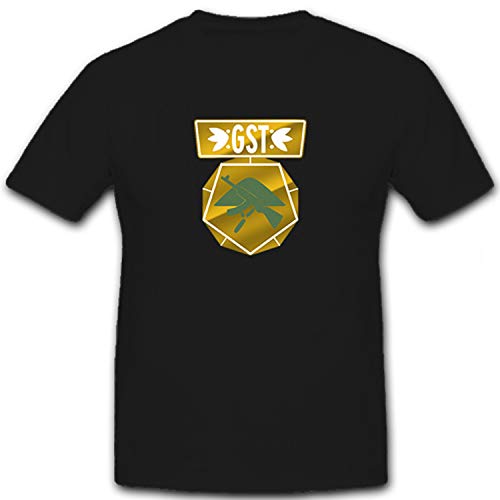 T-shirt militaire DDR GST col rond en coton noir taille XXXL