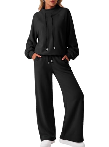 Image of GRECERELLE Womens Mock Neck Tracksuit Full Set 2 Piece Black,XL
