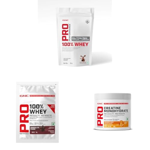 Image of GNC Mocha Strength Stack | Cafe Mocha + Chocolate Fudge Whey Protein + Creatine + Electrolytes (Orange) | Muscle Recovery, Strength & Hydration Combo