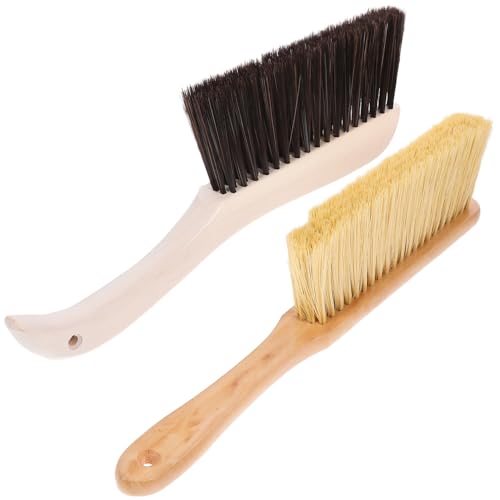 NULYLU 2Pcs Soft Brooms with Handle for Household Cleaning Portable Handheld Brushes for Furniture and Counter Easy to Use and Store