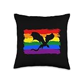 Pride Rainbow Gamer Dragon LGBTQ Fantasy Nerd Geek Design Throw Pillow