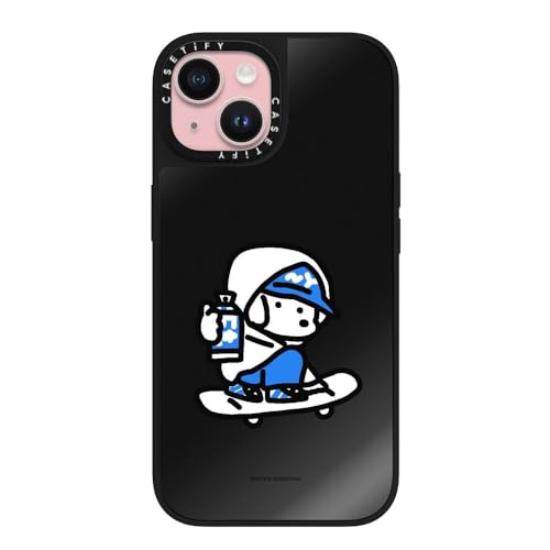 CASETiFY Magsafe �Ή��~���[ iPhone 15 �P�[�X [���ː� / 1.5m����̗����������N���A / Magsafe �ɑΉ�] - mini JOHN (Graffiti) - �u���b�N(�u���b�N�o���p�[)