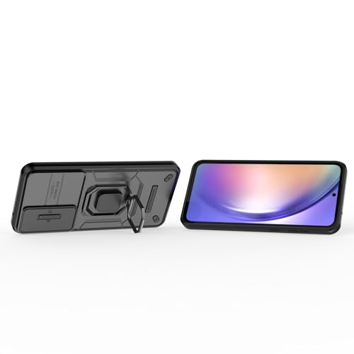 Image of CamShield Pro Case with Slide Camera Protection and Ring Stand Bumper Back Case Cover for Samsung Galaxy A55 5G (Black)