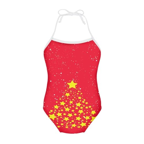 Image of Girls One Pieces Christmas Swimsuit Cute Swimwear Bathing Suits Beach Sport Halter Swimwear Vacation Pool Party Size